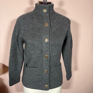 Vintage 1950 60 Haymaker Charcoal Grey Virgin Wool modernist Cardigan Sweater
